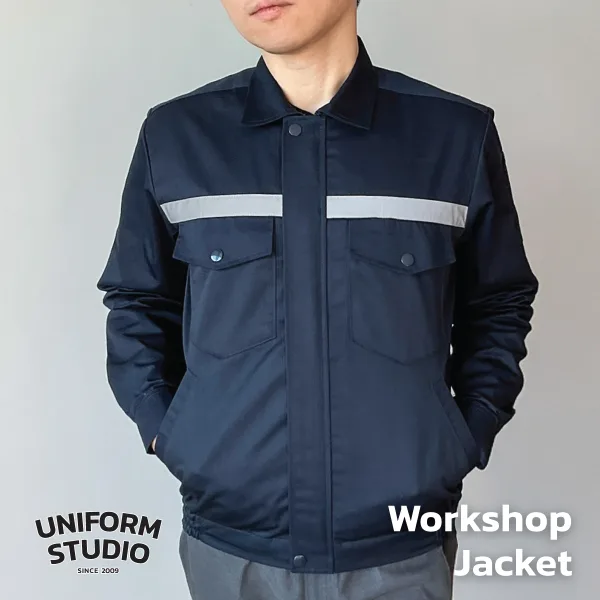 เสื้อแจ็คเก็ตช็อปแขนยาว ผ้าคอมบ์ทวิล สีกรมท่า / Workshop Jacket 10