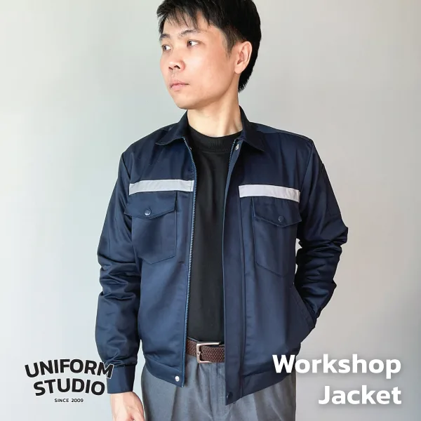 เสื้อแจ็คเก็ตช็อปแขนยาว ผ้าคอมบ์ทวิล สีกรมท่า / Workshop Jacket 2