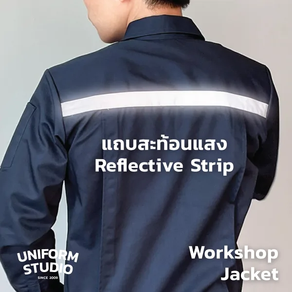 เสื้อแจ็คเก็ตช็อปแขนยาว ผ้าคอมบ์ทวิล สีกรมท่า / Workshop Jacket 5
