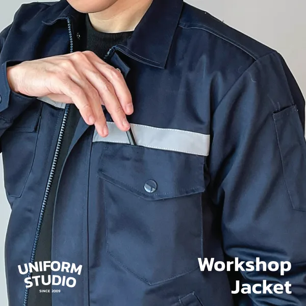 เสื้อแจ็คเก็ตช็อปแขนยาว ผ้าคอมบ์ทวิล สีกรมท่า / Workshop Jacket 6
