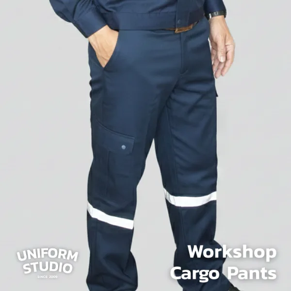 กางเกงช็อปคาร์โก้ ผ้าคอมบ์ทวิล สีกรมท่า / Workshop Cargo Pants 2