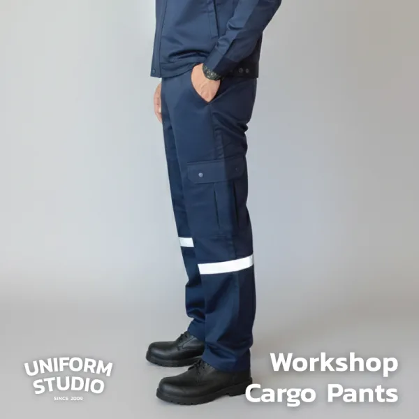 กางเกงช็อปคาร์โก้ ผ้าคอมบ์ทวิล สีกรมท่า / Workshop Cargo Pants 5