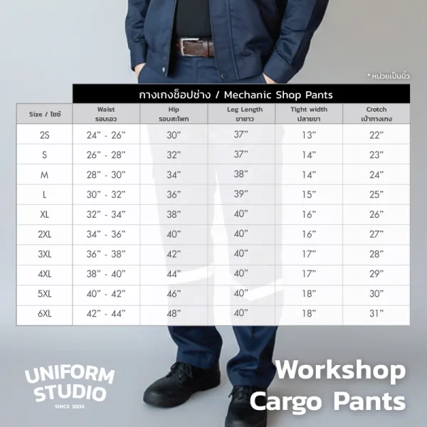 กางเกงช็อปคาร์โก้ ผ้าคอมบ์ทวิล สีกรมท่า / Workshop Cargo Pants 8