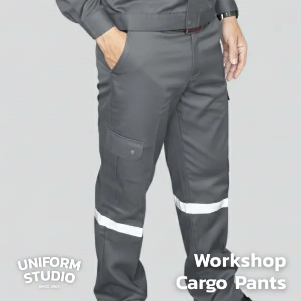 กางเกงช็อปคาร์โก้ ผ้าคอมบ์ทวิล สีเทาเข้ม / Workshop Cargo Pants 2