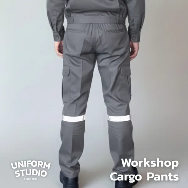 กางเกงช็อปคาร์โก้ ผ้าคอมบ์ทวิล สีเทาเข้ม / Workshop Cargo Pants 3