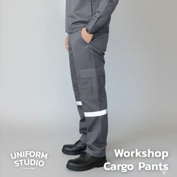 กางเกงช็อปคาร์โก้ ผ้าคอมบ์ทวิล สีเทาเข้ม / Workshop Cargo Pants 5