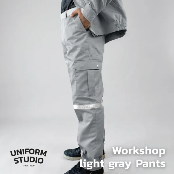 กางเกงช็อปคาร์โก้ ผ้าคอมบ์ทวิล สีเทาอ่อน / Workshop Cargo Pants 2