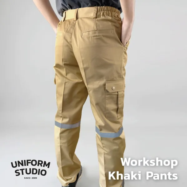 กางเกงช็อปคาร์โก้ ผ้าคอมบ์ทวิล สีกากี / Workshop Cargo Pants 2