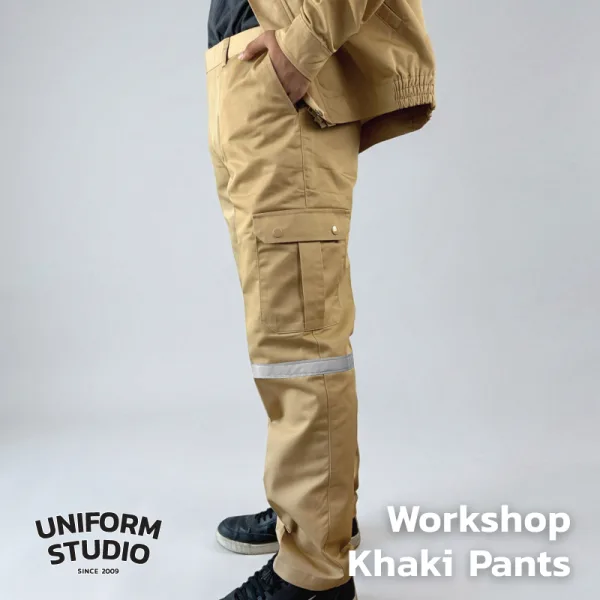 กางเกงช็อปคาร์โก้ ผ้าคอมบ์ทวิล สีกากี / Workshop Cargo Pants 3