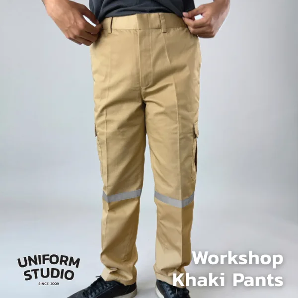 กางเกงช็อปคาร์โก้ ผ้าคอมบ์ทวิล สีกากี / Workshop Cargo Pants 7