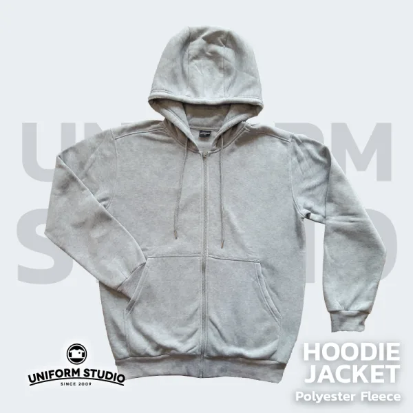ฮู้ดดี้แจ็คเก็ตซิปหน้า Hoodie Jacket ผ้า Fleece ขูดขน สีเทา Top Dyed 8