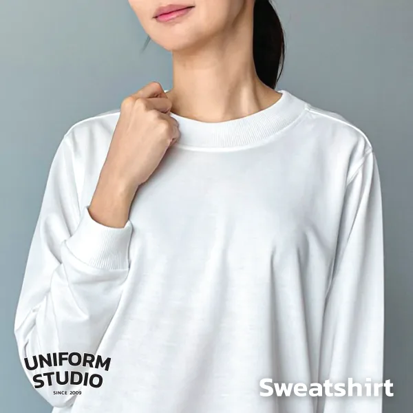 เสื้อสเวตเตอร์คอกลม ผ้า French Terry สีขาว / White Sweatshirt 4
