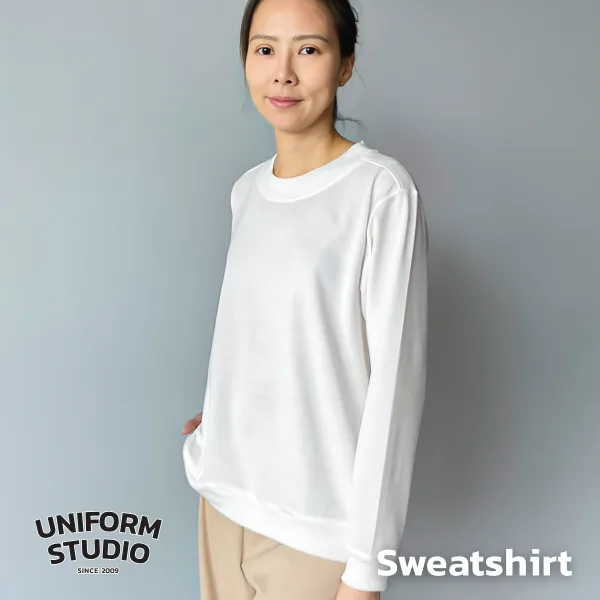 เสื้อสเวตเตอร์คอกลม ผ้า French Terry สีขาว / White Sweatshirt 5