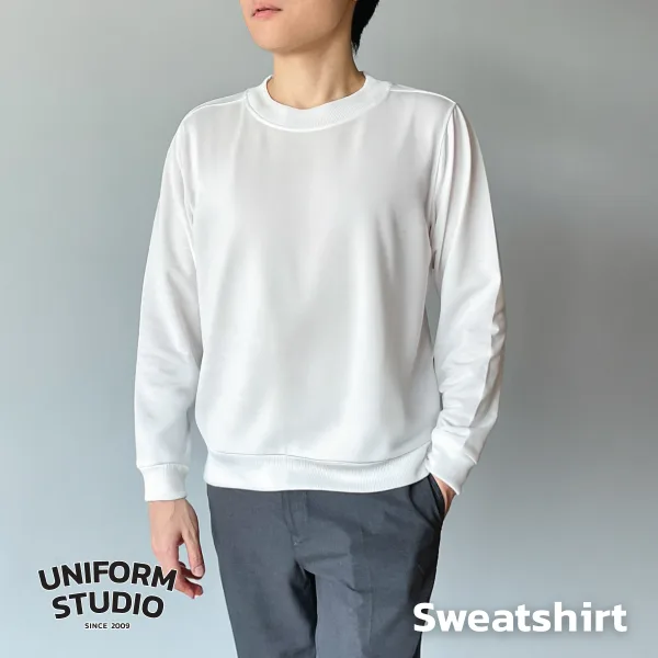 เสื้อสเวตเตอร์คอกลม ผ้า French Terry สีขาว / White Sweatshirt 6