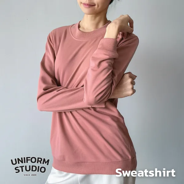เสื้อสเวตเตอร์คอกลม ผ้า French Terry สีโอลโรส / Old Rose Sweatshirt 5
