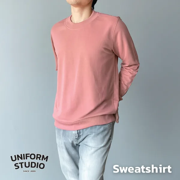 เสื้อสเวตเตอร์คอกลม ผ้า French Terry สีโอลโรส / Old Rose Sweatshirt 7