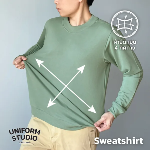 เสื้อสเวตเตอร์คอกลม ผ้า French Terry สีเขียวเสจ / Sage Green Sweatshirt 3