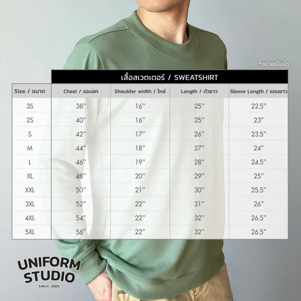 เสื้อสเวตเตอร์คอกลม ผ้า French Terry สีเขียวเสจ / Sage Green Sweatshirt 9