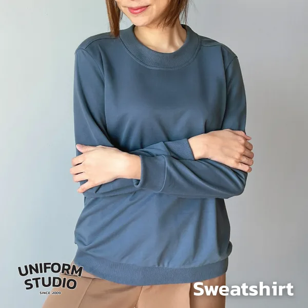 เสื้อสเวตเตอร์คอกลม ผ้า French Terry สีฟ้าหม่น / Strom Blue Sweatshirt