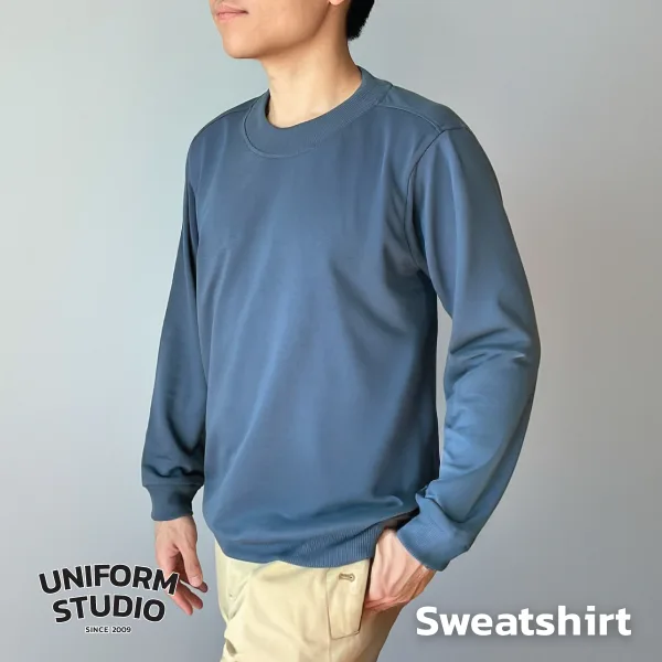 เสื้อสเวตเตอร์คอกลม ผ้า French Terry สีฟ้าหม่น / Strom Blue Sweatshirt 2