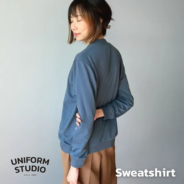 เสื้อสเวตเตอร์คอกลม ผ้า French Terry สีฟ้าหม่น / Strom Blue Sweatshirt 3