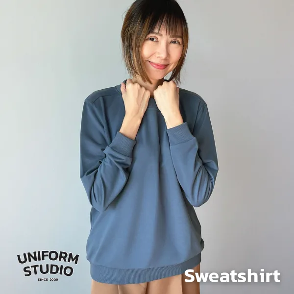 เสื้อสเวตเตอร์คอกลม ผ้า French Terry สีฟ้าหม่น / Strom Blue Sweatshirt 6