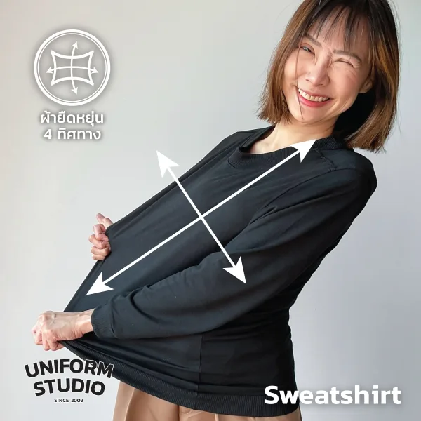 เสื้อสเวตเตอร์คอกลม ผ้า French Terry สีดำ / Black Sweatshirt 3