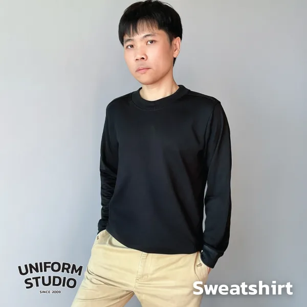 เสื้อสเวตเตอร์คอกลม ผ้า French Terry สีดำ / Black Sweatshirt 7