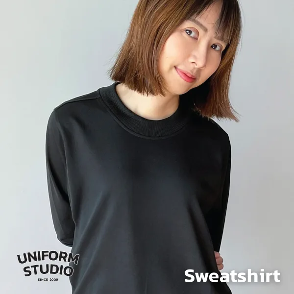 เสื้อสเวตเตอร์คอกลม ผ้า French Terry สีดำ / Black Sweatshirt 8