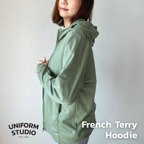 Everyday Hoodie Jacket ผ้า French Terry สีเขียวเสจ / Sage Green 7