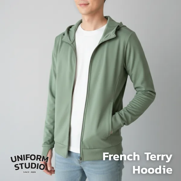 Everyday Hoodie Jacket ผ้า French Terry สีเขียวเสจ / Sage Green 8