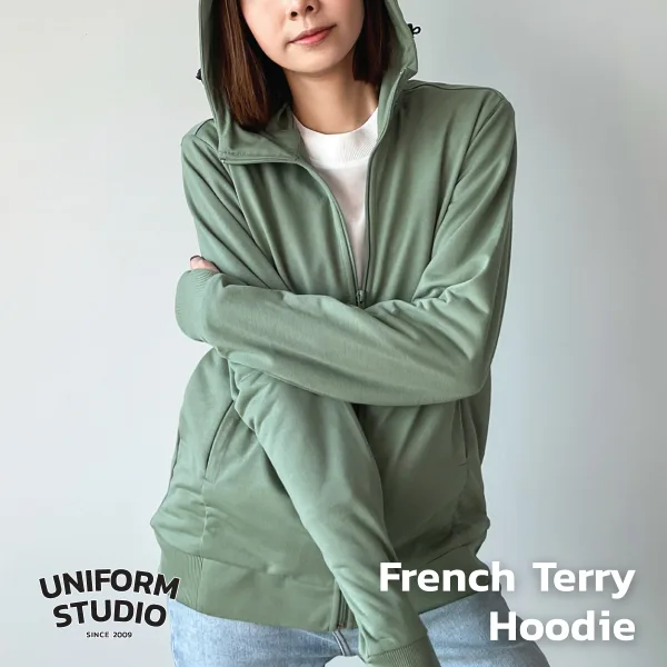 Everyday Hoodie Jacket ผ้า French Terry สีเขียวเสจ / Sage Green 9