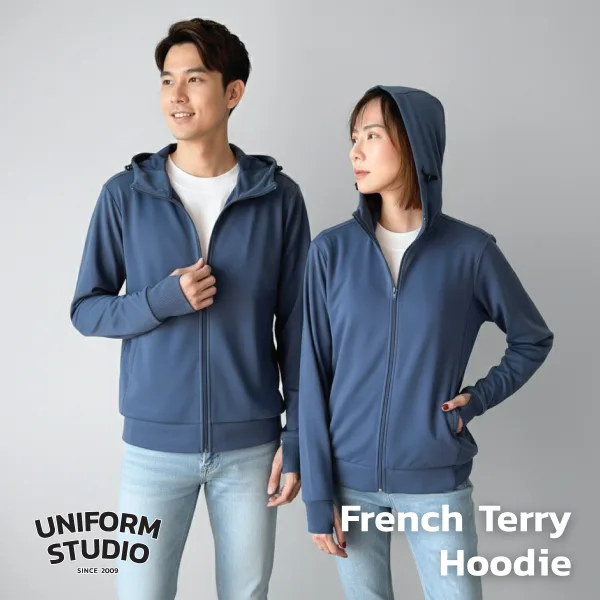 Everyday Hoodie Jacket ผ้า French Terry สีฟ้าหม่น / Strom Blue