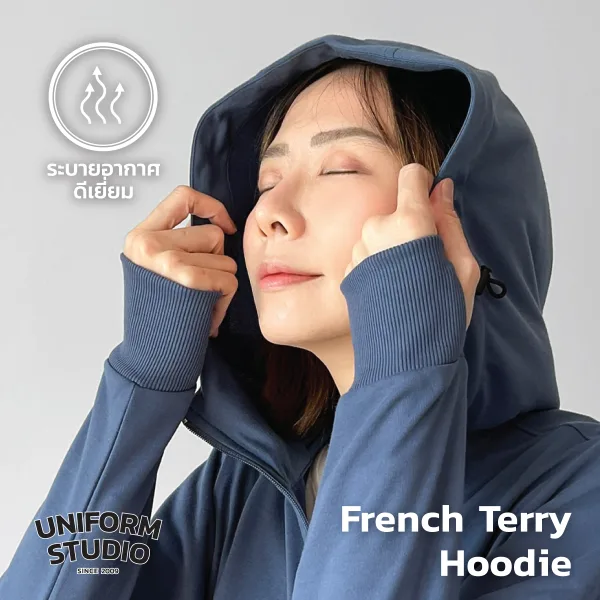 Everyday Hoodie Jacket ผ้า French Terry สีฟ้าหม่น / Strom Blue 3