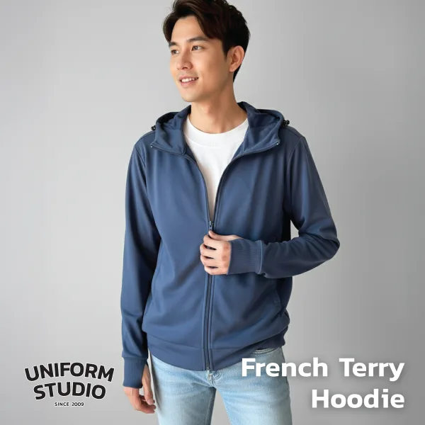 Everyday Hoodie Jacket ผ้า French Terry สีฟ้าหม่น / Strom Blue 4