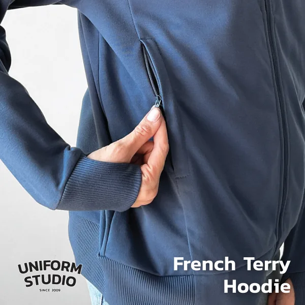 Everyday Hoodie Jacket ผ้า French Terry สีฟ้าหม่น / Strom Blue 7