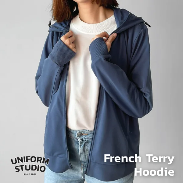 Everyday Hoodie Jacket ผ้า French Terry สีฟ้าหม่น / Strom Blue 8