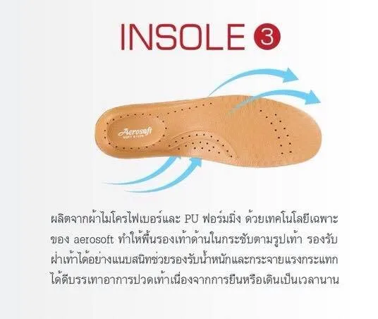 รองเท้าคัทชู รองเท้าใส่ทำงาน เพื่อสุขภาพสีครีม Aerosoft รุ่น NW9091 8